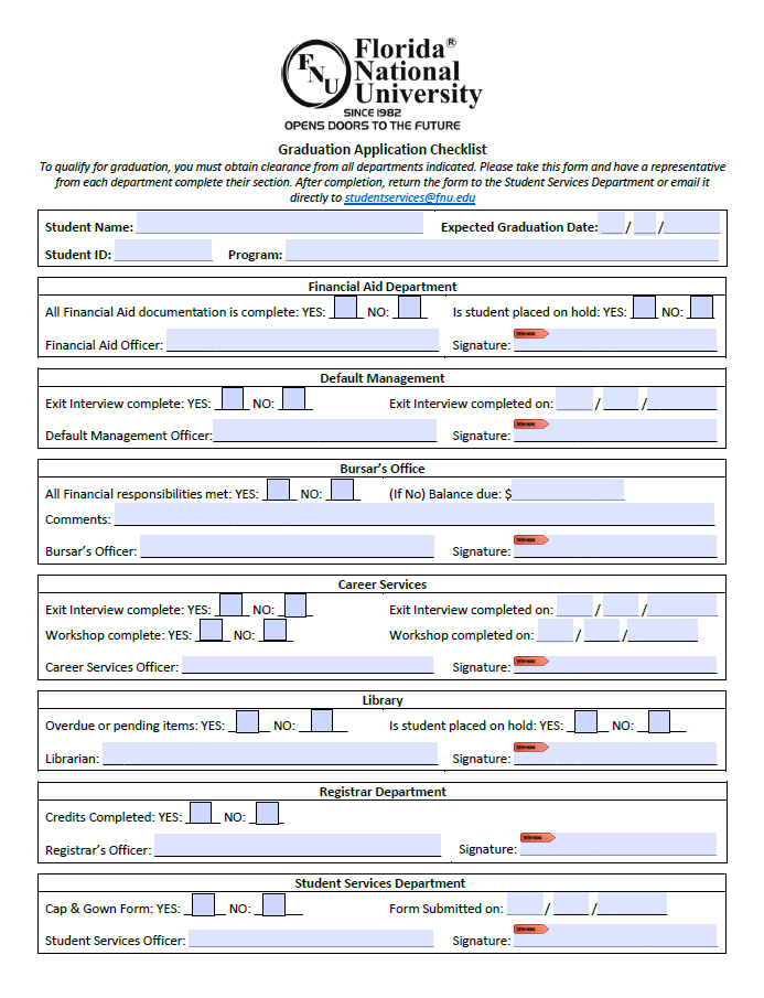 Graduation Application Checklist