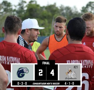 Men's soccer improves to 4-1-0 after 4-2 victory over Gyrenes. (September 2, 2023)