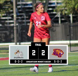 FNU women's soccer completes 2-2 draw versus undefeated Edward Waters graphic.