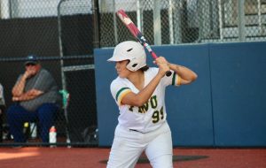 FNU softball player Janessa Esquibel ready to hit a ball.