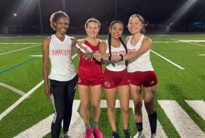 FNU 4x400M relay team Joelle Baptiste, Christina Adams, Prisilla Gonzalez and Daryl Quichimbo.