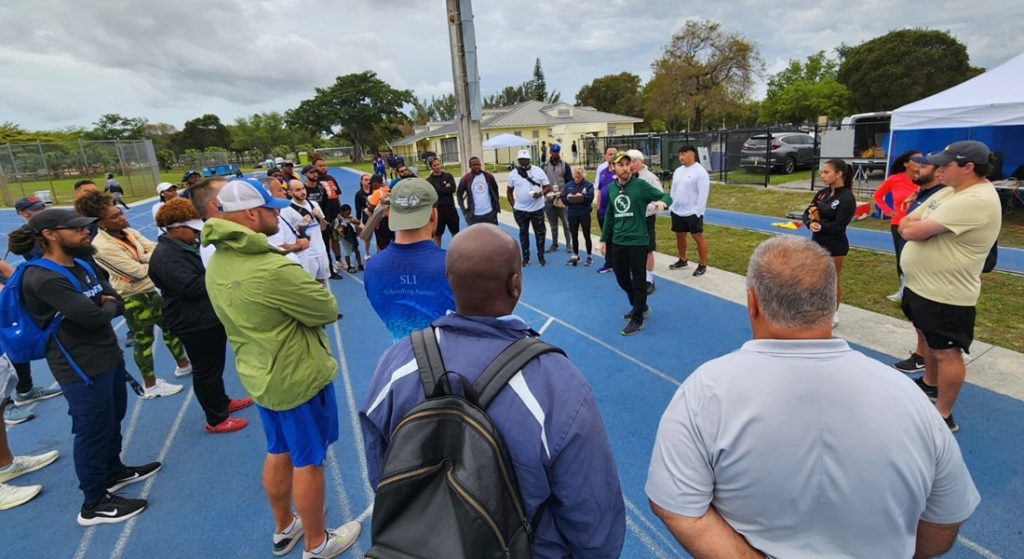 Coaches meeting at Dade County Youth Fair HS Track & Field Championship on March 22nd, 2024